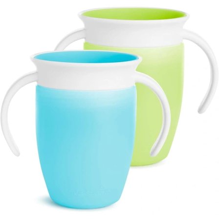 (Pow yeah!) 360 Sippy Cups 207 ml til 6+ Måneder (2-pak). Fri Flow Kop til Småbørn. BPA-fri Sippy Kop