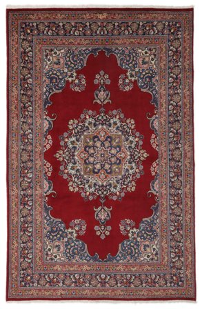 Hand Knotted Persian Mashad Rug 194X300 Dark Red/Black