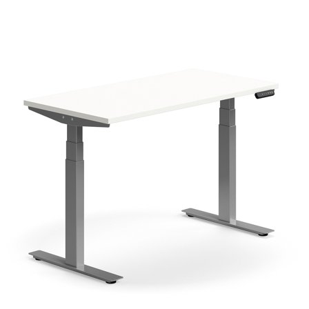 Schreibtisch QBUS höhenverstellbar, 1200x600 mm, silber/weiß