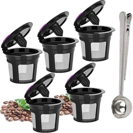 Rostfritt stål filterkaffetrattar återanvändbar K-Cup, påfyllningsbara kaffefilter - 5-pack