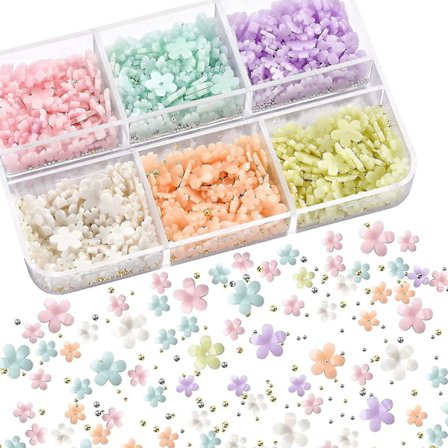 400 stk. Neglepynt til akrylnegle 3d akrylblomster til negle, med guld- og sølvperler til neglekunsttilbehør Diy dame smykkedekorationer N