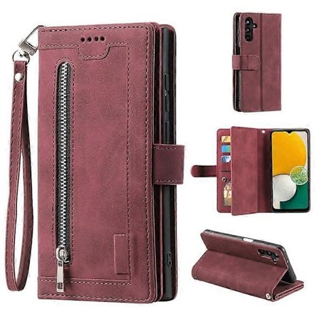Kompatibel Kompatibel med Samsung Galaxy A26 5G Etui PU Læder Telefon Etui med Lynlås Pung 9 Kort Slots-Perfekt[gks]