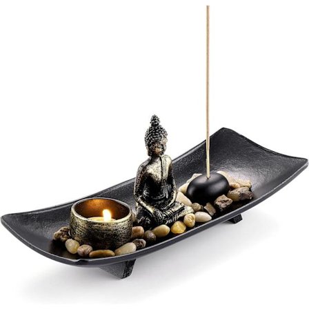 Zen Lysestake Sittende Buddha Yoga Kontemplasjon Røkelseholder