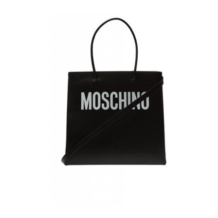 Moschino, Shoulder bag with contrasting logo Zwart, Dames, Maat:ONE Size,leer
