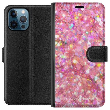 Kompatibelt Plånboksfodral till Apple Apple iPhone 12 Pro Cactus and Friends – PinkGlitter