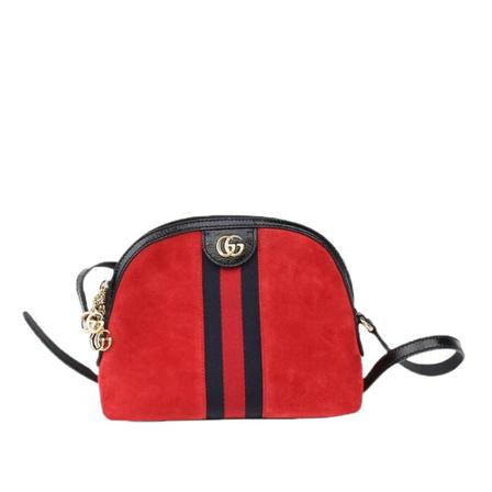 Gucci Vintage, Small Ophidia Suede Leather Crossbody Bag Rood, Dames, Maat:ONE Size,nubuck