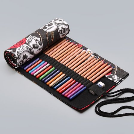 24 huller lærred rul op blyant etui blyant taske ruller blyant pung pen pung farvet blyant kuvert til dreng pige barn teenager voksen studerende maler