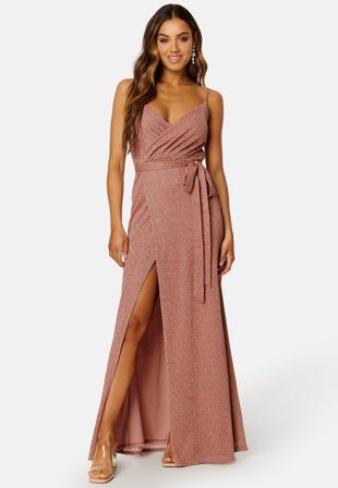 Goddiva - Glitter Wrap Front Maxi Dress - S (UK10)