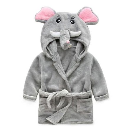Pojkar flickor pyjamas Baby tecknad pyjamas Vinter huvmorgonrock Liten Elefant Nattlinne 100#