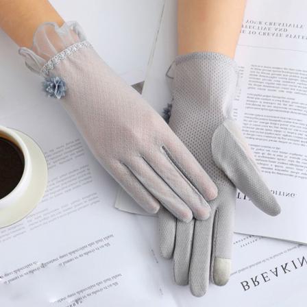 1 Par Solskyddshandskar Ice Silk Glove Grå Style2