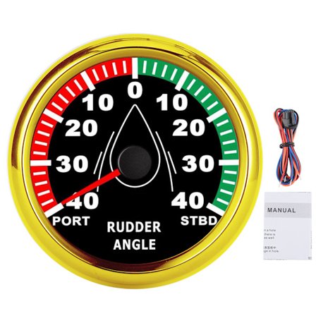 85mm Båtror Vinkelmåler IP67 Vanntett MultiColor Bakgrunnsbelyst 932V Retningsjusterbar (Svart Skive Gull Deksel)