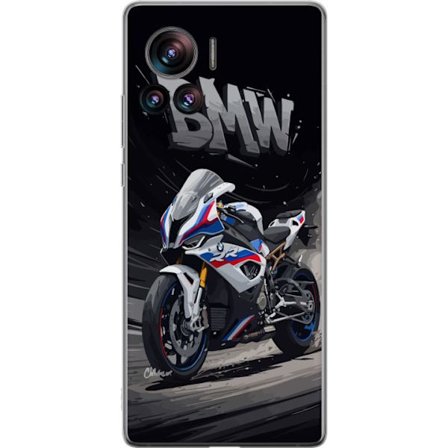 Kompatibelt Gjennomsiktig deksel til Motorola Edge 30 Ultra BMW sportsmotorsykkel illustrasjon hvit og blå supersport sykkel for motorsykkelentusiast