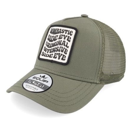Iconic - Grön trucker Keps - Bombastic Side Eye Patch Olive Trucker @ Hatstore