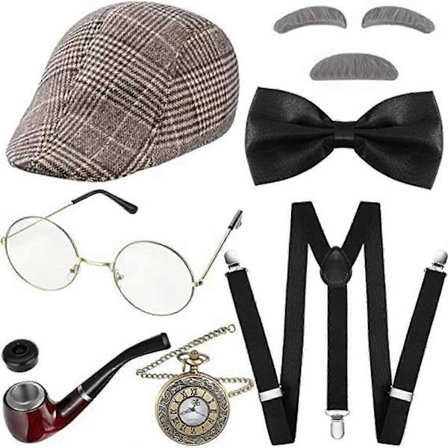 7 stk. Gammel Mann Kostyme Bestefar Voksen Barn Gutter Sett 100 Dager Skole Bokuke_Super Gave