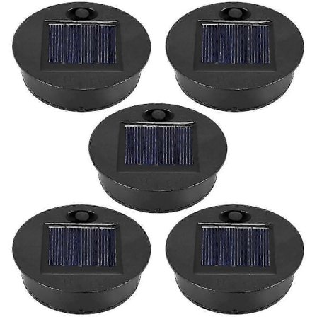 5-pakning erstatningsdeler for solcellelamper (toppstørrelse 7 cm, bunnstørrelse 6 cm), 7 lumen varmhvit