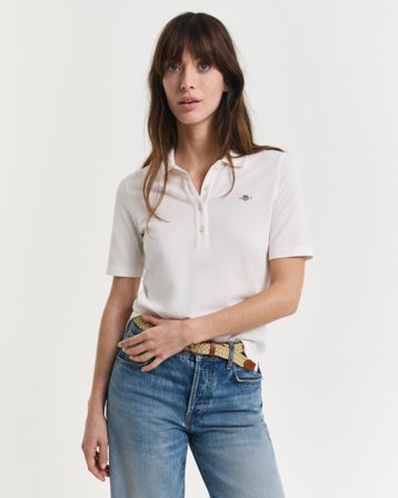 GANT Damen Piqué Poloshirt (S) Weiß