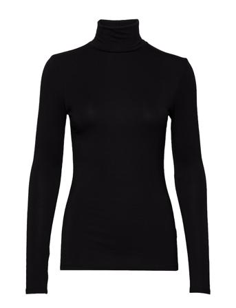 Yoko Rollneck Ls T-shirts & Tops Long-sleeved Musta Kaffe