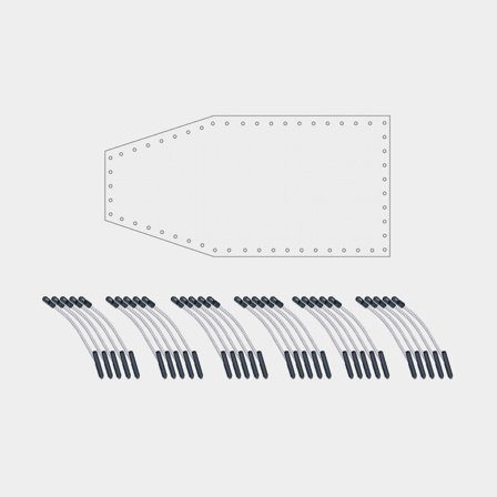 Formsydd båtpresenning NOCK Armor Pro Hexagon, rutarmerad med extraförstärkt öljettkant, 250 g / m², transparent, 7 x 12 meter + 30 st gummistroppar