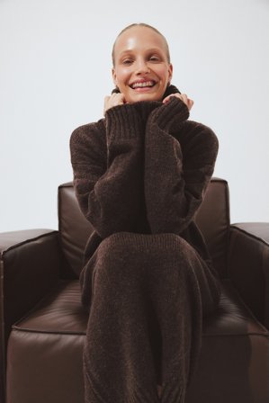 NA-KD Midikleid aus Wollmischung - Basic Kleider - Braun - L (EU 42-44)