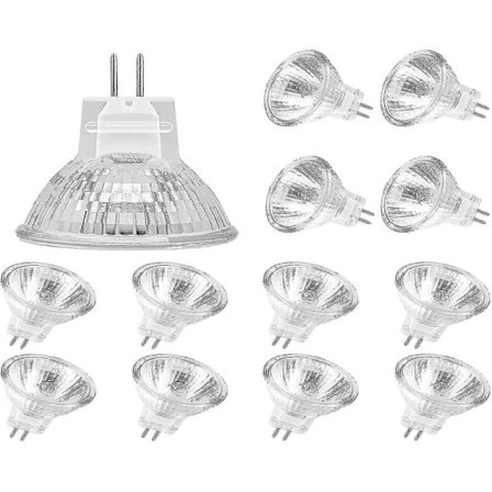 12-pakning 12V 20W MR11 Halogenlamper, GU4 Dimbar 2700k Varmhvit, Glassbeskyttelse for Taklampe_Kvalitetsgaver
