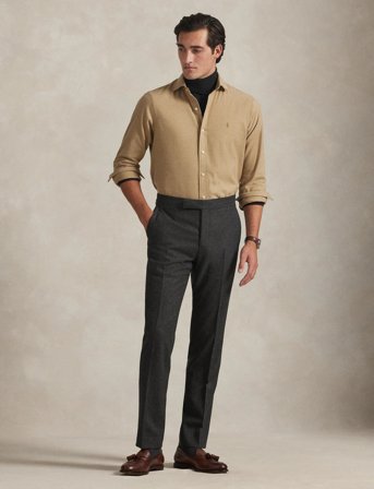 Polo Ralph Lauren Custom Fit Performance Twill Shirt - Beige - S