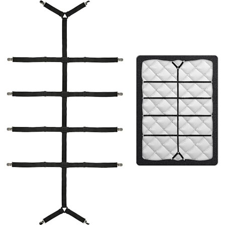 Universal lakenstrammer, formsydd laken, justerbar/sklisikker/usynlig/lakenholder/lakenstrammer med klips, svart