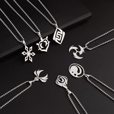 Elemental Force Halskjede - Spillinspirert anheng i titan-stål, rustfri stålkjede som aldri falmer, smykke gave til gamere