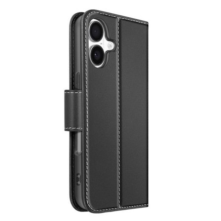 Premium Læder Wallet Case til iPhone 17 med Standfunktion Sort