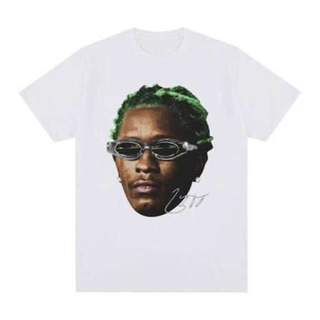 Räppäri Nuori Thug Graafinen T-paita Miesten Naisten Muoti Hip Hop Vintage T-paita White XL