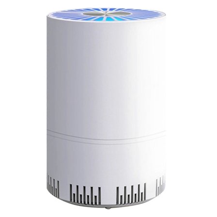 Luftrenser Hjem Auto Røgdetektor Hepa Filter Bil Luftrenser USB Kabel Lav Støj med Natlys Skrivebord Hvid