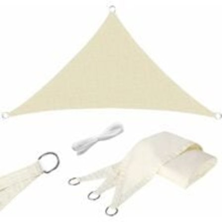 IC Triangulært Solseil, 3,6x3,6x3,6m, 180g/m2 Oxford-polyester og 95 % UV-beskyttelse, rivefast, vanntett, for hage, balkong, beige