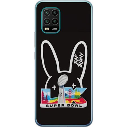 Kompatibel Mobilcover til Xiaomi Mi 10 Lite 5G Bad Bunny portræt med åben skjorte, tatoveringer og krøllet hår i stilfuld modefotografering