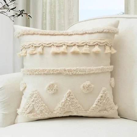 45x45cm/30x50cm Kuddfodral Bohemisk Geometrisk med Tofsar, Dekorativ Kudde för Soffa och Sovrum_OF