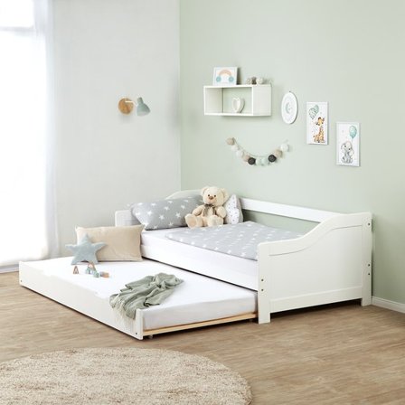 Homestyle4u Enkelsäng - Soffa Med Extrasäng - Vit - Litenleker