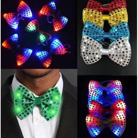Blinkande LED-Fluga Slips Herr Fest Belysning Sekvenserad Fluga Bröllop