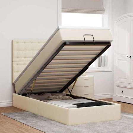 Maison Exclusive - Ottoman seng med creme madras 90x200 cm stof