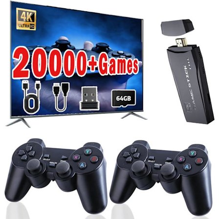 2025 Seneste Model M8 Retro Spillekonsol Stick - Trådløs TV Spillekonsol med 20000+ Indbyggede Spil 4K HDMI Output Gem Fremskridt & Multipl