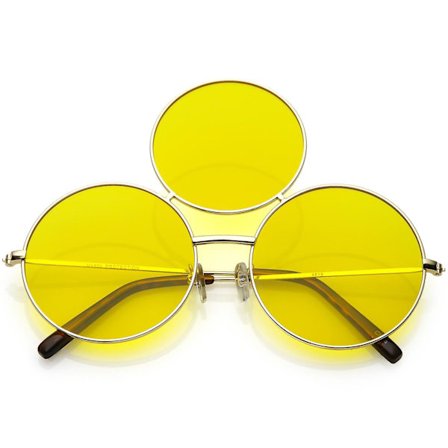 Oversize Circle Third Eye Sunglasses Slim Arms 56mm