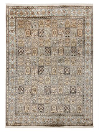Kashmir Pure Silk Rug Hand Knotted 250X336 Brown/Orange India