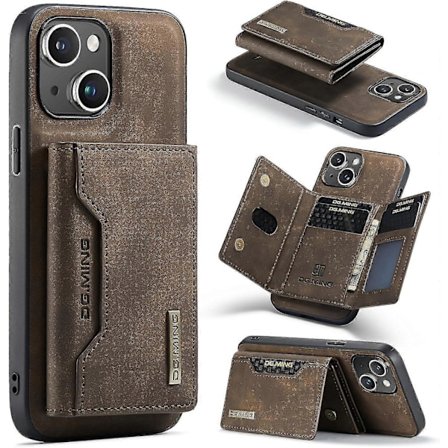 Plånboksfodral i Läder Kompatibelt med iPhone 15 Skal med Korthållare Herr 6.1'' 2 i 1 Avtagbart Bakstycke (kaffe, Ip 15)