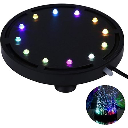 12 Multicolor RGB LED Akvarium Undervands Boble Lys Nat Hav/Multicolor Akvarium Luftsten Disk, Rund Akvarium Bubbler med Automatisk Farveskift