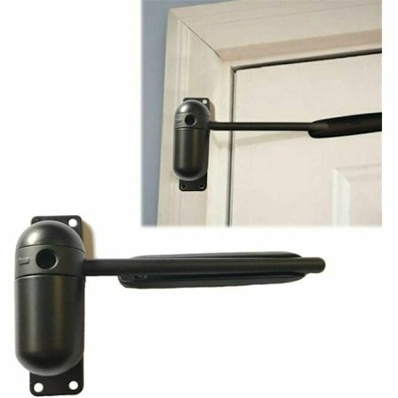 Dörrstängare, miniport och skärmdörrstängare, ytmonterad automatisk justerbar fjäderbelastad dörrstängare (svart)