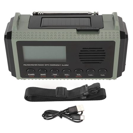 Bærbar Håndsving Nødradio 10000mAh Solenergi AM FM SW NOAA Vejrbånd LCD-skærm Udendørs Overlevelse