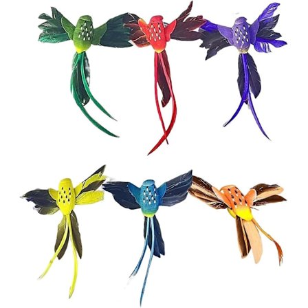 6x Livagtige Fjerklædte Kolibri Fuglefigurer Pryd Smuk Model Dekorative Kunstige Fugle Til Veranda Træer Terrasse Hjem