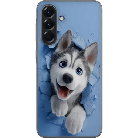 Kompatibel Mobilcover til Samsung Galaxy A56 Sød og realistisk hvalpehusky der bryder igennem væggen i et charmerende dyremotiv, perfekt til børn og h