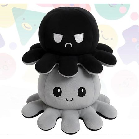 Blæksprutte Plysdyr, 20 cm Vendbar Blæksprutte Plys Fyldt Legetøj, Glad og Ked Emotion Blæksprutte Søde Legetøj, Fyldte Dyr til Børn og Voksne, til [D