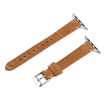 Watch Band Apple Watch Series 10 42mm Genuine Cow Leather Simple Matte Strap - Brown