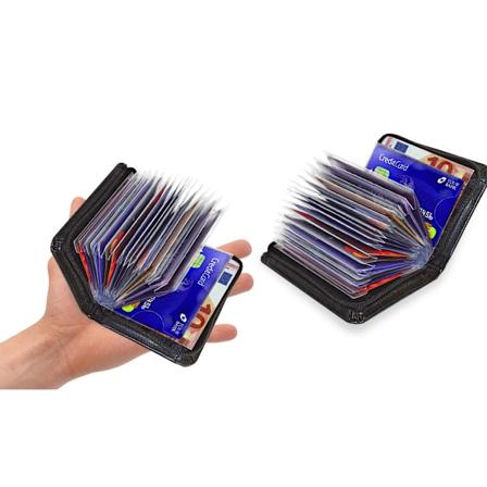 RFID-beskyttet myk kompakt kredittkortlommebok for hele 36 kort Svart Black one size