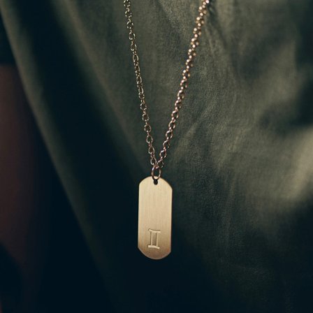 Collana in acciaio color oro con segno zodiacale Gemelli per uomini - Collane in acciaio