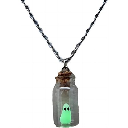 Spøkelse Halskjede, Utvalgt Spøkelse Halskjede, Selvlysende Halloween Halskjede, Spøkelse i en Glassflaske Halskjede, Halloween Dekorativ Gave